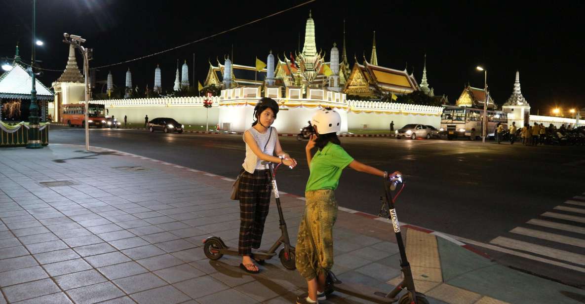 Bangkok: E-Scooter Night Tour with Local Street Food - Wat Arun photo stop plus Santa Cruz Church: night views that actually photograph well